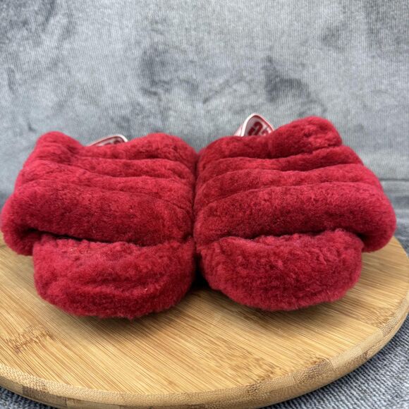 UGG Shoes Womens Size 8 Red Fluff Yeah Slide Shearling Slingback Slippers Plush - Picture 2 of 11